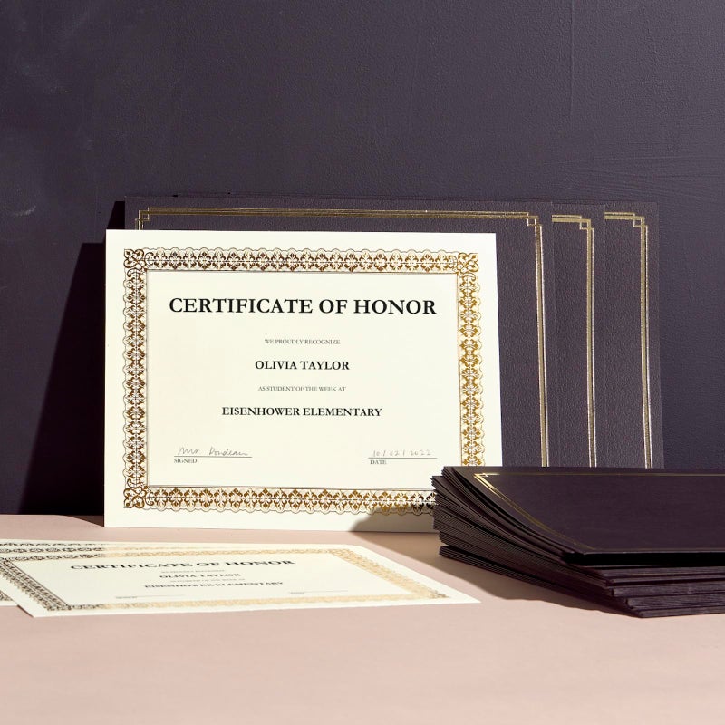 Gartner Studios Certificate Kit, Includes 6 8.5" x 11" Black with Gold Detail Certificate Holders - Image 3